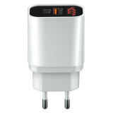Incarcator Retea USB Forever Core UltraFast, Power Delivery (PD) + Quick Charge 3, 20W, 1x USB + 1x Tip-C, Afisaj Led, Alb - Negru