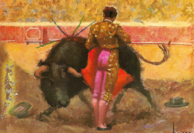 Spania - 1989 - Pictură cu un toreador și un taur (Editorial Artigas), bullfight foto