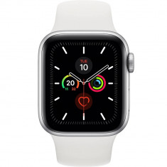 Smartwatch Apple Watch 5 GPS Aluminiu Argintiu 44mm Curea Sport Silicon Alba foto