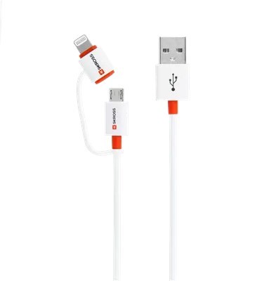 Cablu USB Skross Essentials Line 2 in 1 cu conector micro USB - lightning alb 1m foto