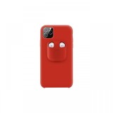 Husa iPhone 11 Pro Max Lemontti Liquid Silicone with Apple AirPods Case Red