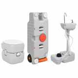 VidaXL Set portabil cu toaletă, lavoar și rezervor apă pentru camping