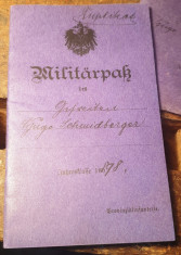 Pasaport militar vechi - Germania - inceput de 1900 foto