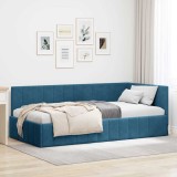 VidaXL Cadru de pat colțar cu headboard albastru 90 x 200 cm Catifea
