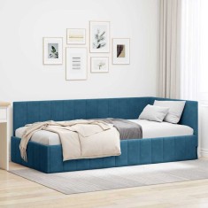 vidaXL Cadru de pat colțar cu headboard albastru 100 x 200 cm Catifea