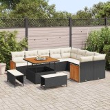 Cumpara ieftin Set de canapele pentru grădină cu pernă 12 pcs negru și crem