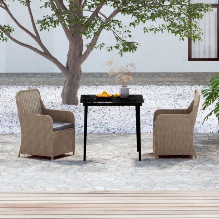 vidaXL Set mobilier de grădină cu perne, 3 piese, maro