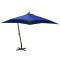 Umbrelă suspendată cu st&acirc;lp, albastru azuriu, 3x3 m, lemn brad