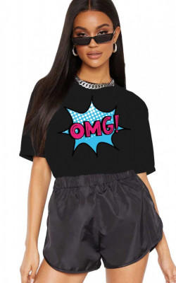 Tricou dama negru - OMG - M foto