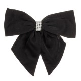 Clamă de păr cu fundă și margele, 16 cm, Neagră, CMCLASS