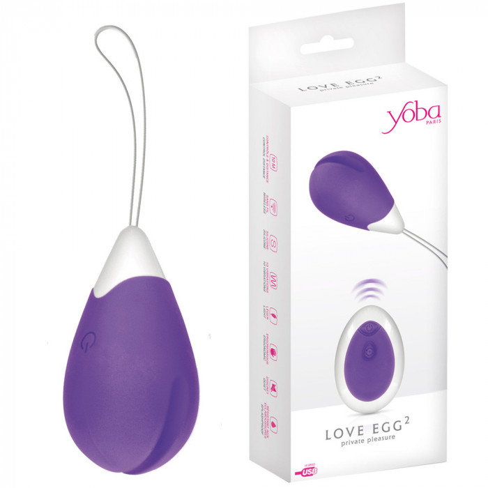 Oul vibrator din silicon medical, controlat prin telecomandă Love Egg Violet