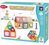 Set Constructie Magnetica 56 Piese, Blocuri Magnetice Copii, Joc Educativ, Carte Idei, Dezvoltare Creativitate si Abilitati Motrice