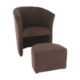 Cumpara ieftin Set fotoliu cu taburet tapiterie textil maro Rose 65x60x77 cm