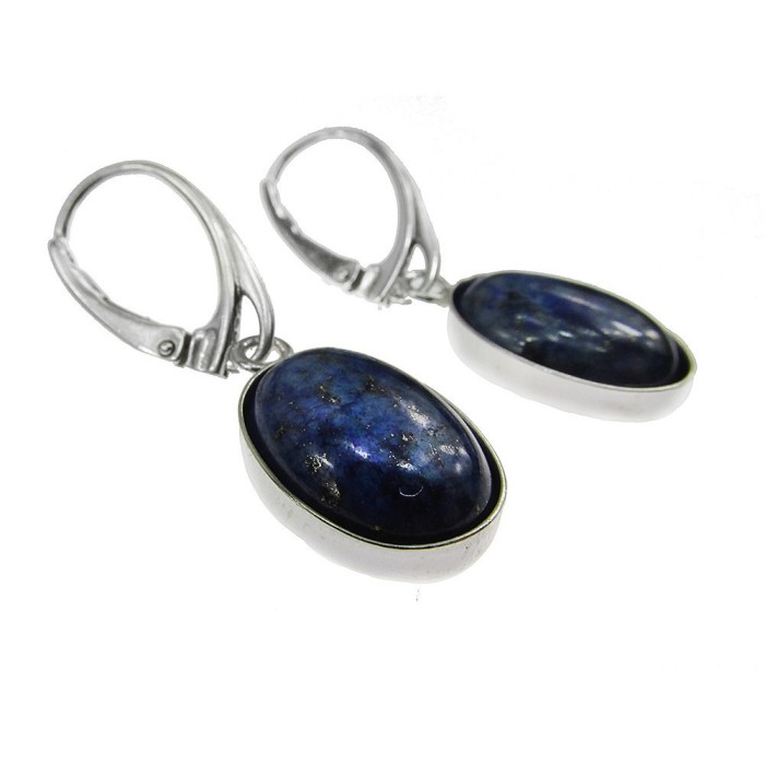 Cercei argint cu lapis lazuli natural 14x10 MM
