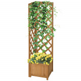 Cumpara ieftin Outsunny Jardiniera de gradina din lemn de brad maro cu grila pentru plante cataratoare, 40x40x145cm | AOSOM RO