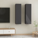 Comode TV 2 buc. gri extralucios 30,5x30x110 cm lemn prelucrat