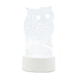 Lampa LED decorativa 3D eMazing, forma bufnita, inaltime 20 cm si lumina multicolora