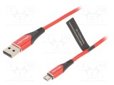Cablu USB 2.0 VENTION 1m USB A la USB B micro roșu 480Mbps