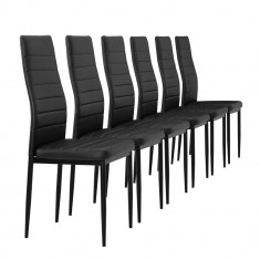Set Dina 6 scaune bucatarie, 96 x 43 cm, piele sintetica, negru foto