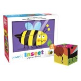 Cuburi Puzzle cu Animale și Insecte, 6 Piese, Multicolor, 21.7x18x6.6cm, CMCLASS