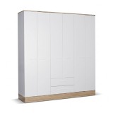 Dulap Haine Adore Base, 6 usi, 2 sertare, Alb, 206 x 224 x 52 cm