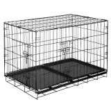 Cusca pentru animale, 2 usi, Pliabila din metal, XL, Negru, 100x70x60 cm Household NewTrend
