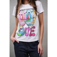 TRICOU DONUTS CU APLICATII STRASURI AMARANTA Alb M-L