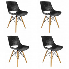 Set 4 scaune stil scandinav, PP, lemn, max 100 kg, negru, 45x55x78 cm, Lars foto