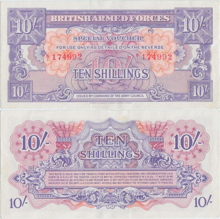 1946, 10 Shillings (P-M14a) - prima serie - Regatul Unit - stare aUNC