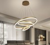 Lustra LED Minimalist Ring, 144W, 3 inele, 60+40+25 cm, Auriu, telecomanda, lumina rece/calda/neutra, intensitate reglabila