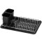 Uscator de vase cu suport tacamuri, din otel cromat, cu tava de scurgere, 40x19x13cm, negru Household NewTrend