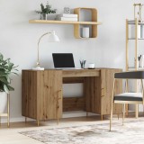 vidaXL Birou cu raft stejar artizanal 140 x 50 x 75 cm Lemn compozit 879526
