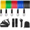 Set 5 Benzi de rezistenta si accesorii pentru fitness, 11 piese, 120 cm, Multicolor