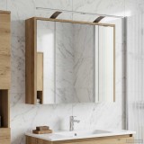 vidaXL Dulap cu oglindă pentru baie Stejar artizanal 889182