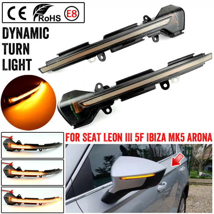 Set de 2 lampi led semnalizare dinamica oglinda Seat Leon, Ibiza, Arona, Xentech Light 12V