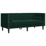 Cumpara ieftin Canapea Chesterfield cu pernute/2 locuri, verde inchis, catifea