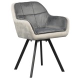 Cumpara ieftin Fotoliu catifea gri metal negru pivotant Fler 57x58x81 cm