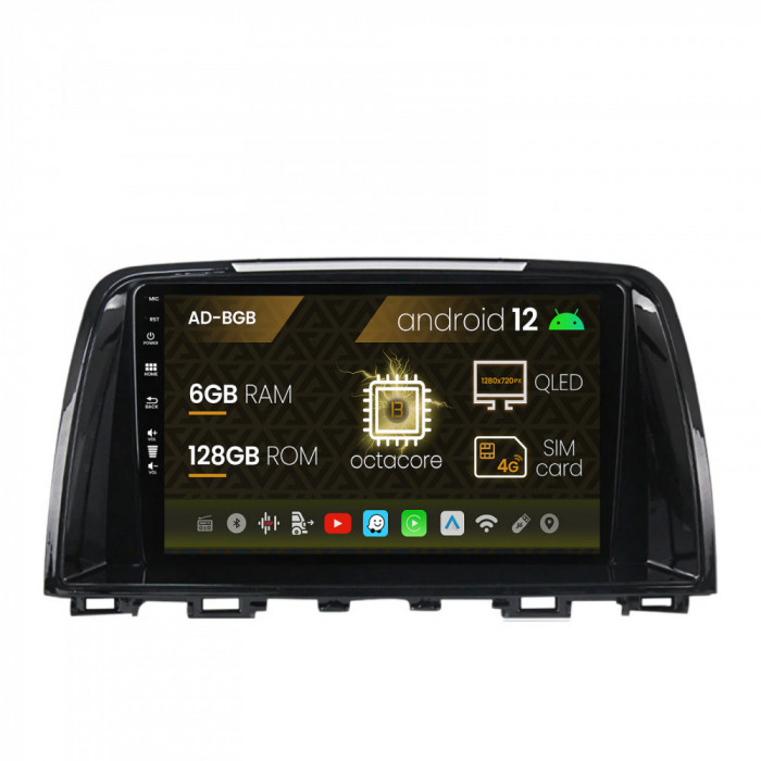 Navigatie Mazda 6 (2012-2017), Android 12, B-Octacore 6GB RAM + 128GB ROM, 9 Inch - AD-BGB9006+AD-BGRKIT328v2