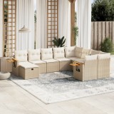 vidaXL Set canapele de grădină cu perne, 10 piese, bej, poliratan 3259559