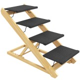 PawHut scară pentru c&acirc;ini, rampă pentru c&acirc;ini, reglabilă pe &icirc;nălțime, antiderapant, pliabil, 83x40x62,5 cm, lemn/Alb | Aosom Romania