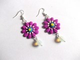 Cercei fimo cu flori lila 41121