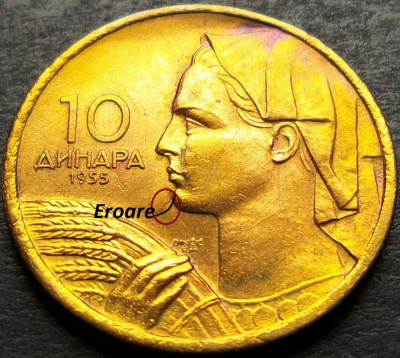 Moneda 10 DINARI - RSF YUGOSLAVIA, anul 1955 *cod 1492 A foto