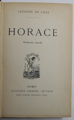 HORACE par LECONTE DE LISLE , 1911 foto