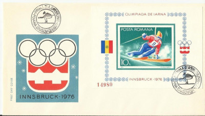 Romania FDC 1976 - JO de iarna Innsbruck Schi Sport - LP 903 foto