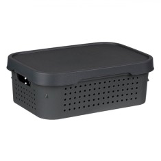 Coș Depozitare Plastic, Antracit, Capacitate 11L, Dimensiuni 36x27x13.6 cm
