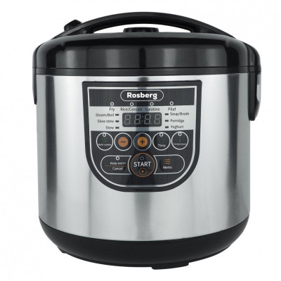 Multicooker Rosberg R51985E5, 780W, 5litri, 10 programe, Mod manual, Temporizator, Inox / Negru foto