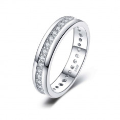 Inel din argint, stil verigheta, cu pietre din zirconiu, Trinity (Marime inel:
