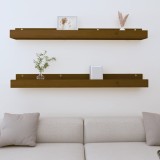 Gossi rafturi de perete 2 buc. maro miere 110x12x9 cm lemn masiv pin