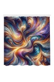 Perdea de duș cu imprimeu digital, impermeabilă, 175x200 cm &ndash; albastru indigo, albastru marin, portocaliu