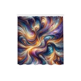 Perdea de duș cu imprimeu digital, impermeabilă, 175x200 cm &ndash; albastru indigo, albastru marin, portocaliu